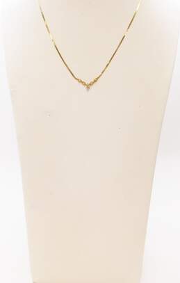14K Yellow Gold 0.16 CTTW Diamond Herringbone Chain Necklace 2.2g