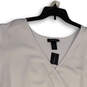 Womens White Short Sleeve Surplice Neck Ruffle Hem Cropped Blouse Sz 30/32 image number 3
