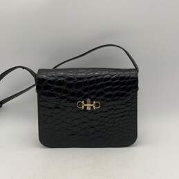 Kaiyo Womens Black Gold Inner Pocket Adjustable Strap Crossbody Bag Purse
