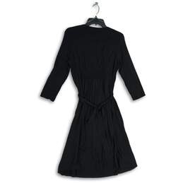 NWT Nicole Miller Womens Black Beaded V Neck Fit & Flare Dress Size Medium alternative image