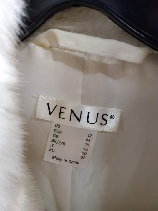Venus White Faux Fur Coat Women's Size 12 image number 3