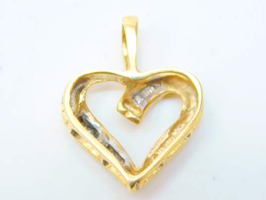 10K Yellow Gold 0.11 CTTW Baguette Diamond Heart Pendant 1.7g image number 3