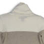Womens Tan White Turtleneck Long Sleeve Side Button Pullover Sweater Sz XS image number 1