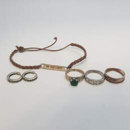 Sterling Silver Multi-Gemstone Bracelet + Ring + Earring Bundle 5pcs 12.2g