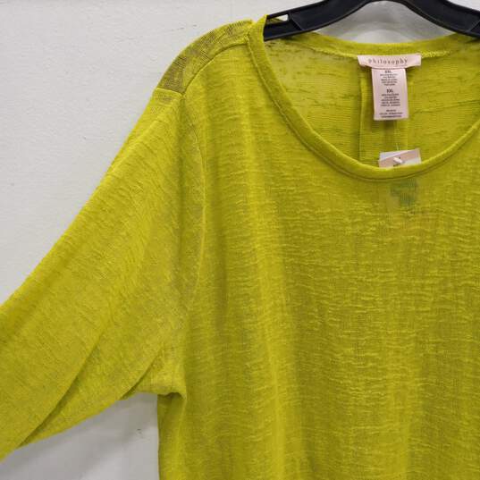 Philosophy Lime Green Knit Long Sleeve Blouse Women's Size XXL image number 3