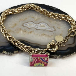 Designer Vera Bradley Gold-Tone Link Chain Classic Handbag Charm Bracelet