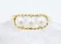 14K Gold Three White Pearls Rope Accent Band Ring 2.1g image number 1