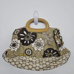 Canvas Floral Print Wood Handle Handbag alternative image