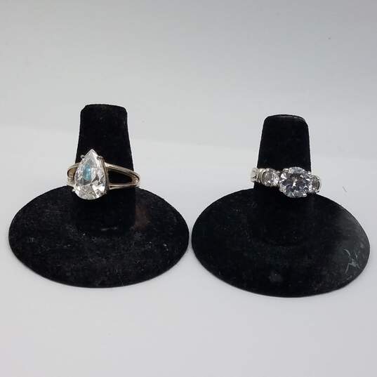 Sterling Silver Melee Diamonds Crystals Earring Sz 5-71/2 Ring Bundle 4pcs 16.5g image number 4