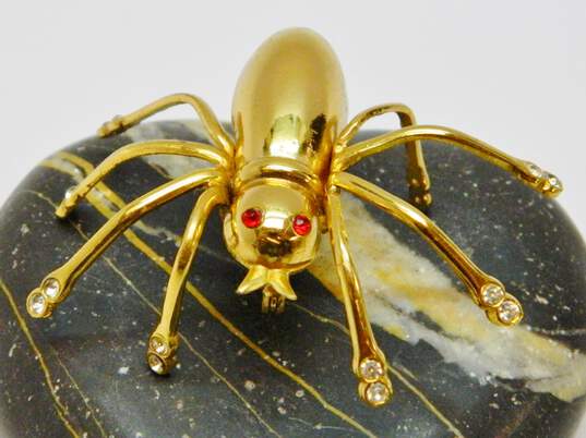 Vintage Coro Pegasus Icy Rhinestone & Gold Tone Spider Insect Brooch 8.7g image number 1