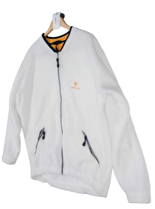 Timberland Men's White Fleece Pockets Long Sleeve Full Zip Jacket Size Large image number 2