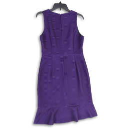 NWT Womens Purple Polka Dot Sleeveless Ruffle Hem Sheath Dress Size 6 alternative image