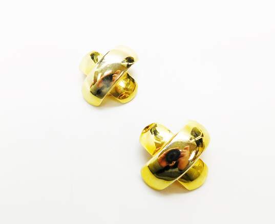 Vintage Norma Jean Goldtone Crossed X Dome Clip On Earrings 23.2g image number 1
