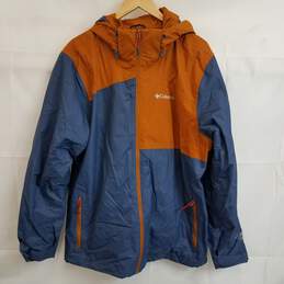 Columbia blue and dark orange colorblock soft shell jacket XL