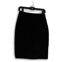Womens Black Stretch Back Zip Knee Length Bandage Skirt Size 4 alternative image