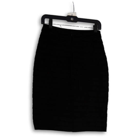 Womens Black Stretch Back Zip Knee Length Bandage Skirt Size 4 image number 2