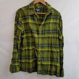 Marmot green flannel plaid button up shirt men's M
