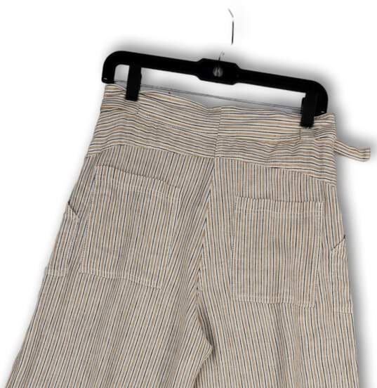 NWT Womens White Black Striped Pockets Wide Leg Cropped Pants Size M image number 4