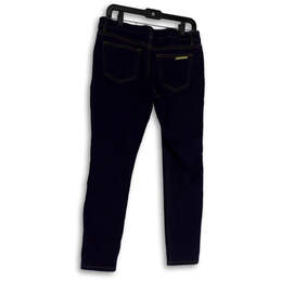 Womens Blue Denim Dark Wash Pockets Regular Fit Skinny Leg Jeans Size 6