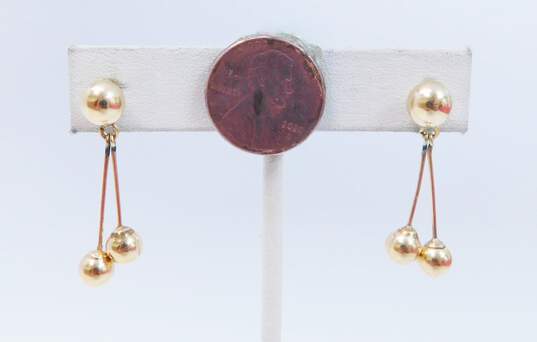 14K Yellow Gold Ball Drop Earrings 3.2g image number 4