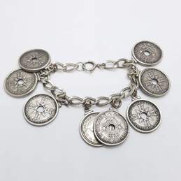 Sterling Silver Assorted Coin 8- Charm 7" Bracelet 68.1g alternative image