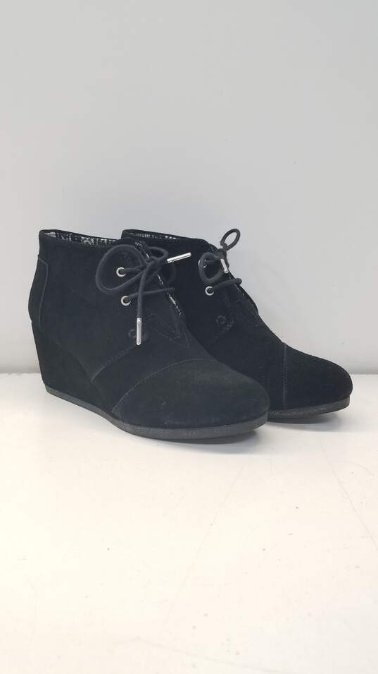 Toms Black Suede Wedge Boots Women US 7.5 image number 3