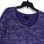 Womens Blue Heather Scoop Neck Hi-Low Hem Pullover Blouse Top Size M image number 3