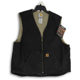 NWT Mens Black Sandstone Rugged Sleeveless Full-Zip Vest Size 2XL