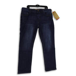 NWT Mens Blue Denim Medium Wash 5-Pocket Design Straight Fit Jeans Sz 38X32
