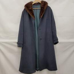 Blue Wool Coat w/ Mink Collar