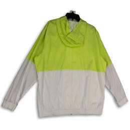 NWT Mens Yellow White Long Sleeve Full Zip Hooded Windbreaker Jacket Sz XL alternative image