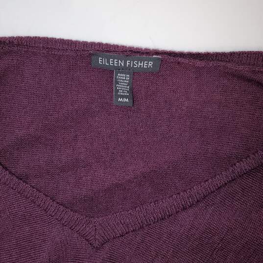 Eileen Fisher Merino Wool Lightweight V-Neck Pullover Sweater Size M image number 3