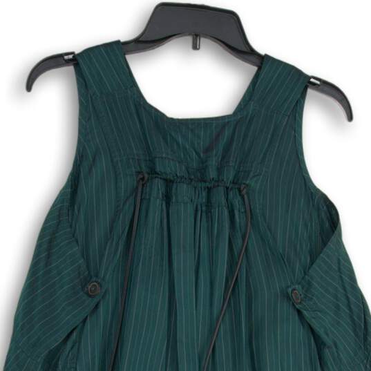 NWT Rundholz Womens Green Striped V-Neck Sleeveless Drawstring Mini Dress Size S image number 4