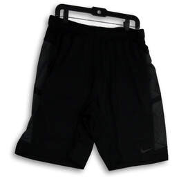 Mens Black Gray Dri-Fit Loose Elastic Waist Basketball Shorts Size X-Large
