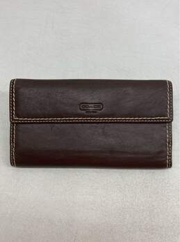 Coach Genuine Brown Leather Turn Lock Classic Design Wallet alternative image