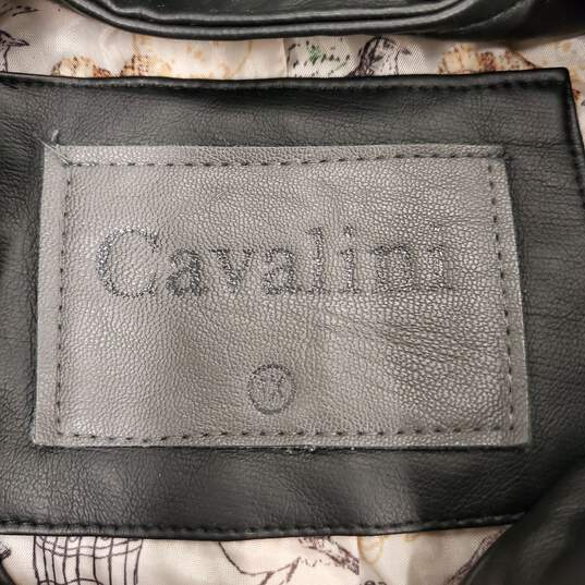 Cavalini Women Black Faux Leather Jacket 1X image number 3