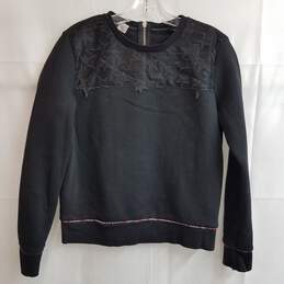 Scotch & Soda black sheer yoke star embroidered fleece sweatshirt women's S