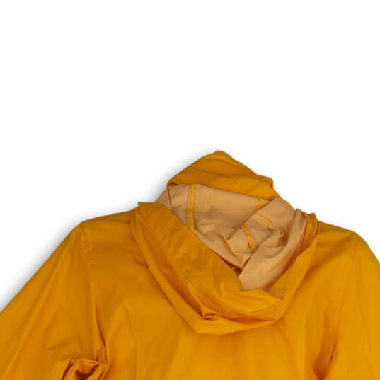 Womens Yellow Long Sleeve Hooded Pockets Full-Zip Rain Jacket Size Small image number 4