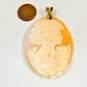 Sterling Silver Vermeil Carved Shell Cameo Statement Pendant 12.8g image number 7