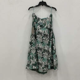 NWT Womens Green Floral Print Strapless Fit & Flare Dress Size Large alternative image