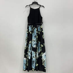 NWT Womens Black Floral Sleeveless Round Neck Back Zip Maxi Dress Size 10