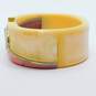 Vintage Dior Bulova 7943 Goldtone Pink & Cream Bakelite Hinged Bangle Bracelet Watch 37.4g image number 2