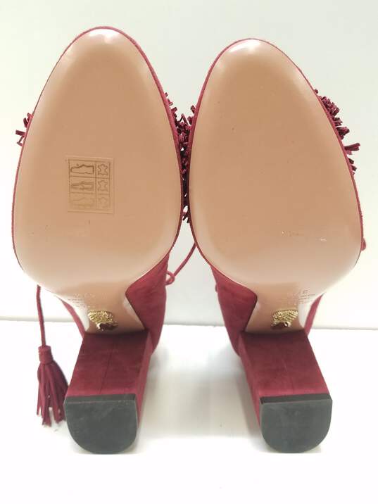 Aquazzura Firenze Tassel Women Heels Maroon Size 7/37.5 image number 9
