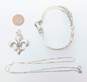 Romantic 900 & 925 Silver Fleur de Lis Pendant Necklace & Scrolled Bracelet 51.0g image number 6