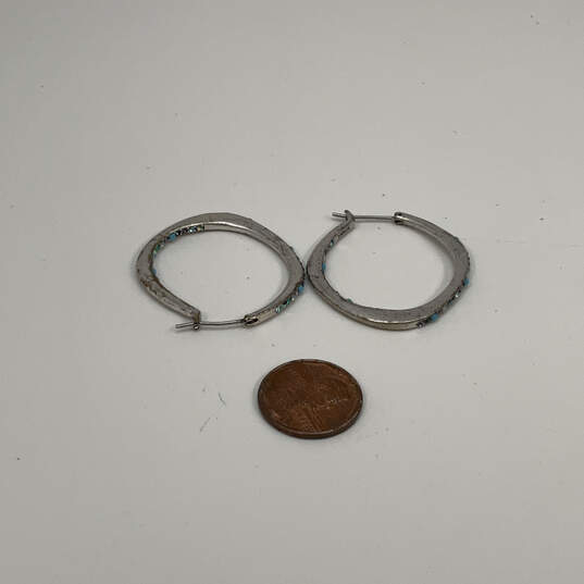 Designer Fossil Silver-Tone Multicolor Stone Hammered Classic Hoop Earrings image number 2