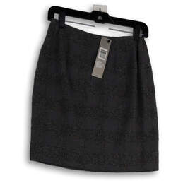 NWT Womens Gray Checked Classic Fit Back Zip Straight And Pencil Skirt Sz 4