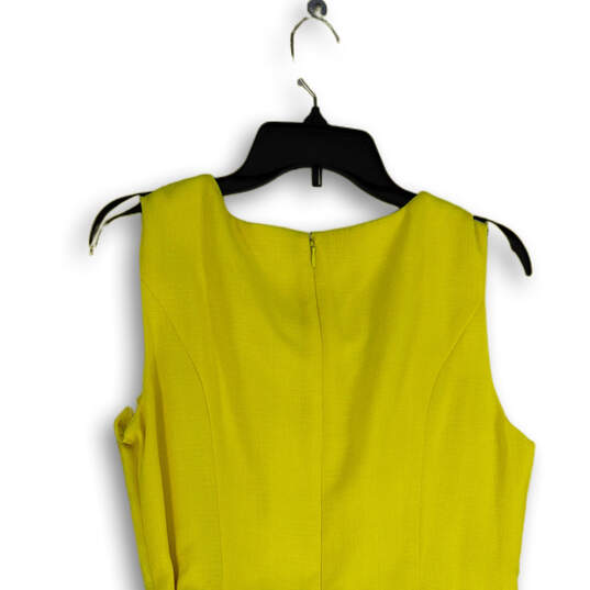 Womens Yellow Pleated Round Neck Sleeveless FIt & Flare Dress Size 10 image number 4
