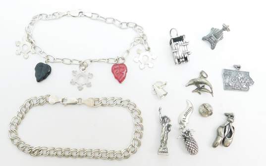 Sterling Silver Vintage & Modern DIY Charm Bracelets & Charms 43.7g image number 1