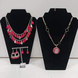 Pretty in Pink  Silver Tones Costume Jewelry Collection