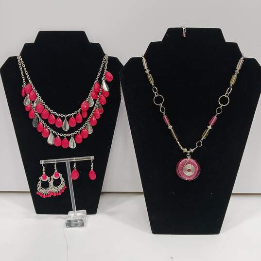 Pretty in Pink  Silver Tones Costume Jewelry Collection image number 1